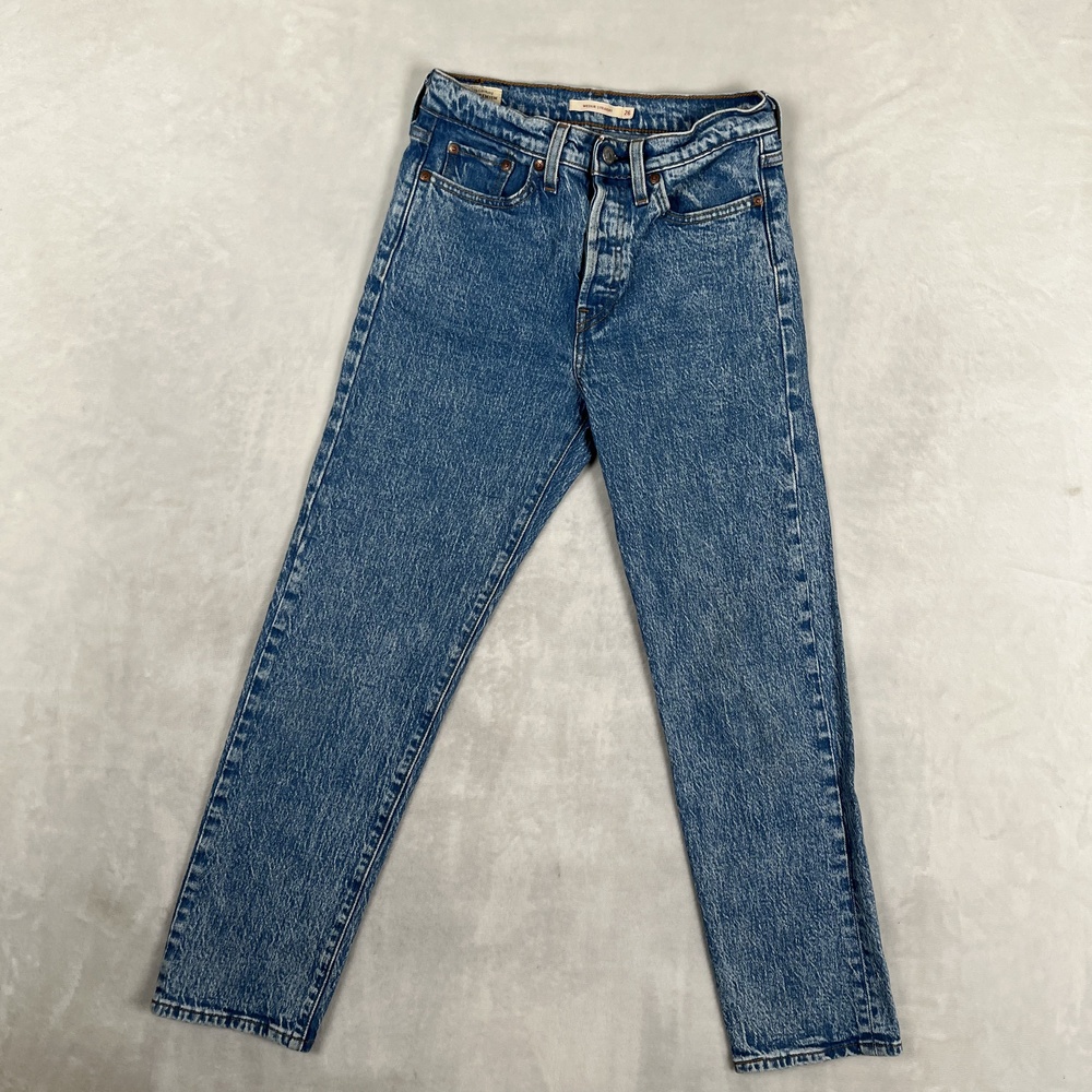 Levi's Wedgie Straight High Rise Jeans Womens 26x28 Blue Med Wash Stretch Denim